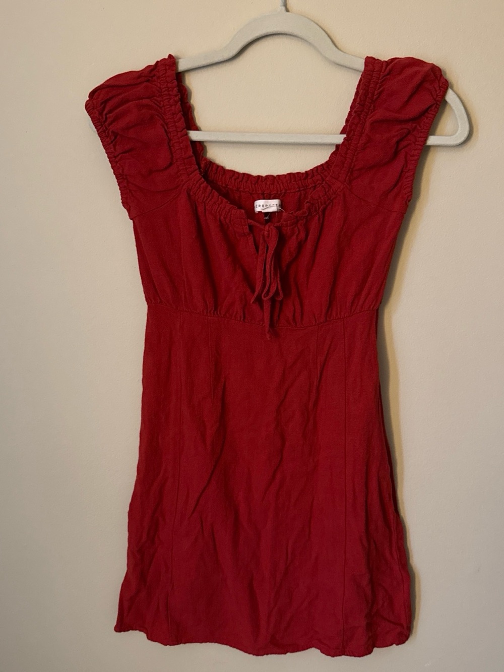 Aeropostale Red Peasant-Style Tie-Front Tunic